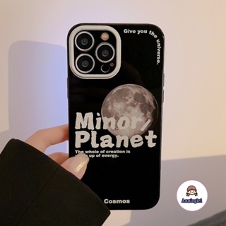 เคสโทรศัพท์มือถือ ลายดวงจันทร์ และดาวเคราะห์ กันฝุ่น สีดํา สําหรับ IPhone 11 14 Pro Max 12pro 13 Promax