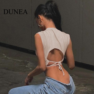 Dunea เสื้อกล้ามครอป เปิดหลัง ลําลอง ฤดูร้อน สําหรับผู้หญิง