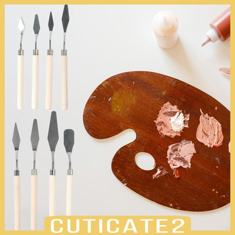 cuticate2-ชุดพาเลทโลหะ-ด้ามจับไม้-สเตนเลส-สําหรับวาดภาพสีน้ํา-ตกแต่งเค้ก-8-ชิ้น