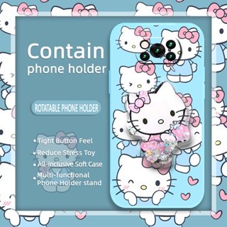 phone case Cartoon Phone Case For Xiaomi Poco X3 NFC/X3 Pro/X3 Liquid silicone shell The New Rotatable stand quicksand cute