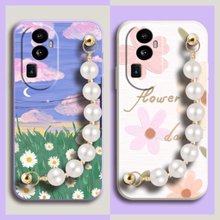 Back Cover Liquid silicone shell Phone Case For OPPO Reno10 protective case Anti-fall Pearl bracelet Skin-friendly feel
