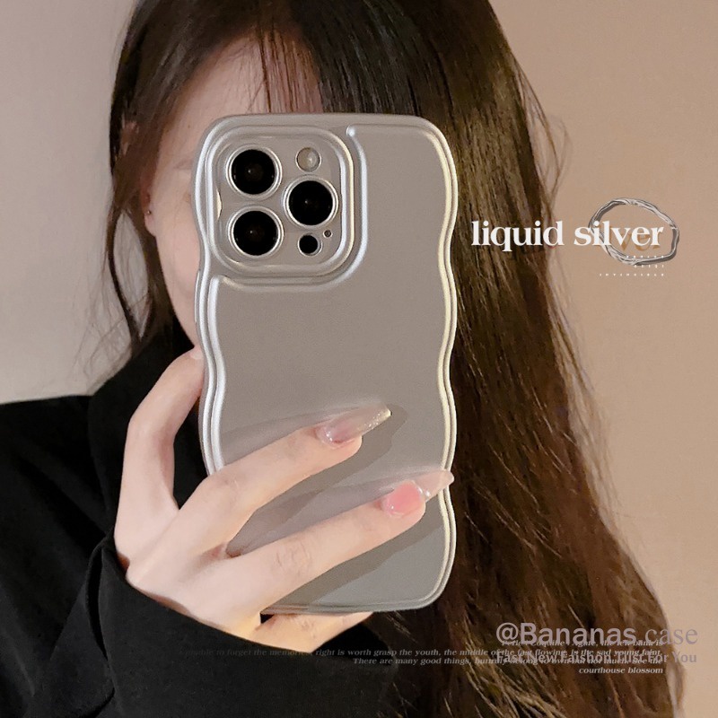 เคสโทรศัพท์มือถือ-แบบนิ่ม-ลายคลื่น-สีเงิน-สําหรับ-iphone-14-plus-14-13-12-11-pro-max