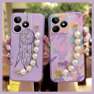 Solid color Bear bracelet Phone Case For OPPO Realme C53/Narzo N53 cute phone case Liquid silicone shell