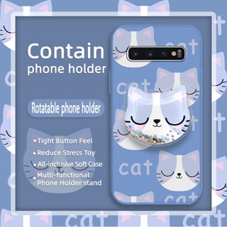Glitter Liquid silicone shell Phone Case For Samsung Galaxy S10/SM-G973N Cartoon Skin-friendly feel phone case cute The New