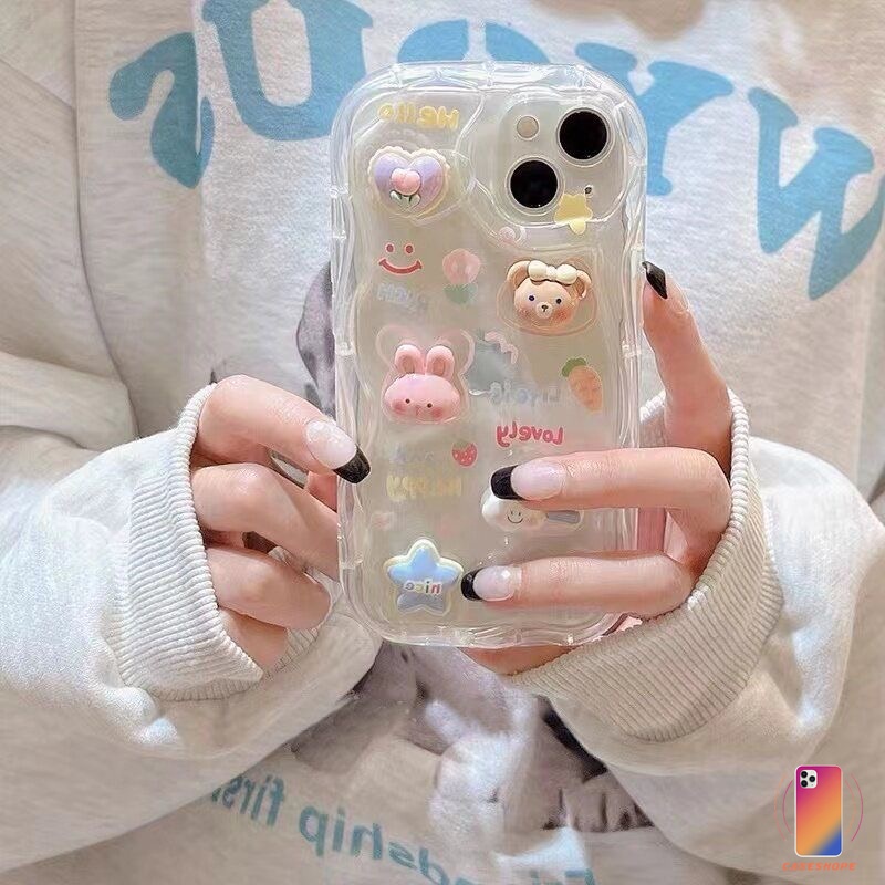 เคสโทรศัพท์มือถือ-ซิลิโคน-ขอบหยัก-ลายกระต่าย-หมี-3d-diy-สําหรับ-samsung-a14-a22-a13-a04-a04s-a52-a12-a03-a03s-a23-a32-a50-a02s-a20-a51-a24-a50s