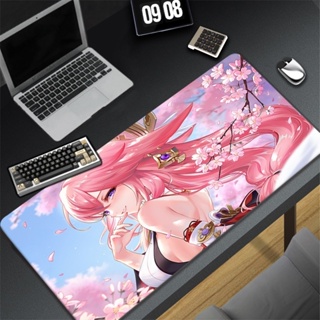 แผ่นรองเมาส์เล่นเกม ขนาดใหญ่ ลายการ์ตูนอนิเมะ Kawaii Mause Pad Yae Miko Gamer Deskmat 400x900 Deskpad Gamers