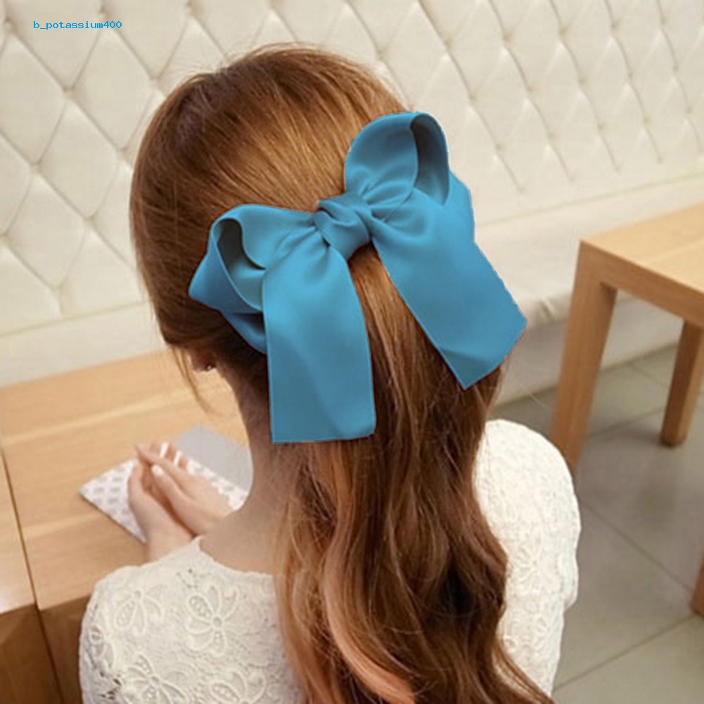 pota-women-fashion-korean-satin-ribbon-bowknot-hair-clips-barrette-ponytail-holder