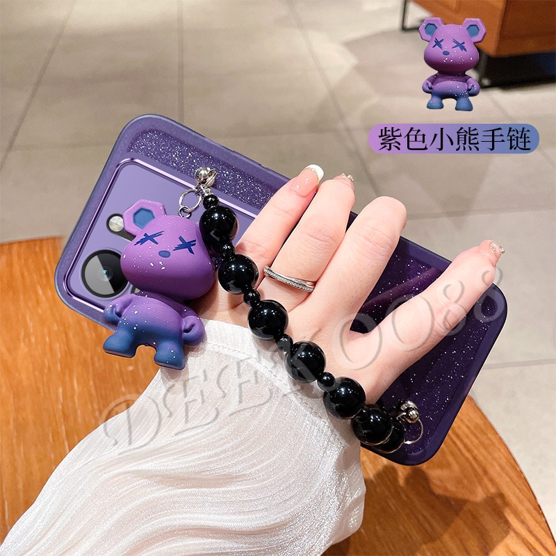 เคสโทรศัพท์มือถือแบบนิ่ม-ใส-กันกระแทก-แต่งกลิตเตอร์-ลายหมีน้อย-พร้อมสายโซ่คล้องมือ-สําหรับ-vivo-v29-v27-v27e-v25-v25e-y27-y36-y78-y02t-y02a-5g-4g-v29