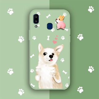 Corgi PP ins Phone Case For Samsung Galaxy A30/A20/M10s Liquid silicone shell Rotating bracket cute soft shell phone case