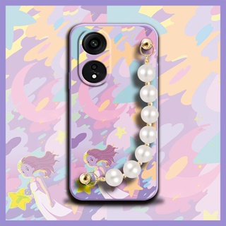 Back Cover Liquid silicone shell Phone Case For OPPO A1 Pro 5G/Reno8T 5G Pearl bracelet Solid color Cartoon Lens package