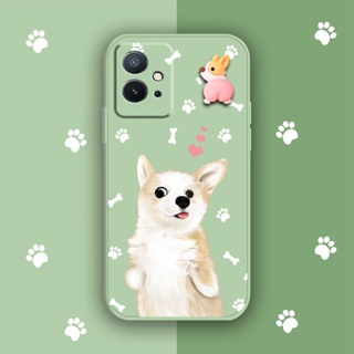 Liquid silicone shell phone case Phone Case For IQOO Z6 cute Rotating bracket Simplicity soft shell Cartoon Corgi PP