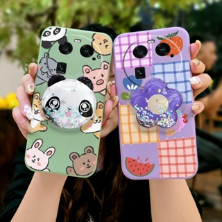 Skin feel silicone Simplicity Phone Case For OPPO Find X6 quicksand ins Cartoon Rotatable stand The New Anti-fall