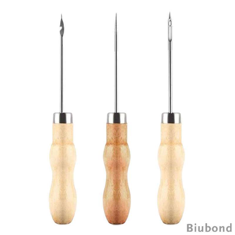 biubond-อุปกรณ์เจาะรู-ด้ามจับไม้-สําหรับเย็บผ้าหนัง-งานฝีมือ-3-ชิ้น
