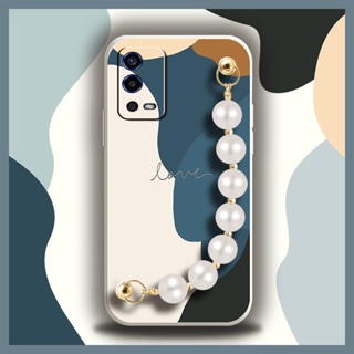 Pearl bracelet Camera all inclusive Phone Case For OPPO A55 4G Back Cover Solid color Bear bracelet Skin feel silicone