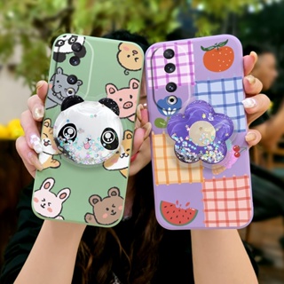 Liquid silicone shell The New Phone Case For Honor90 ins cute Skin-friendly feel Cartoon protective case Rotatable stand