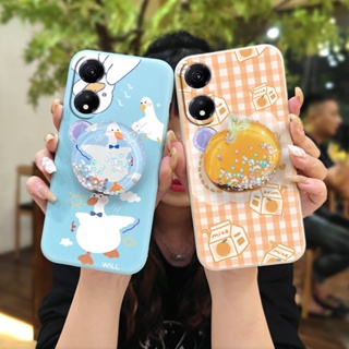 Skin feel silicone phone case Phone Case For Honor Play40 5G Rotatable stand Liquid silicone shell cute ins Simplicity