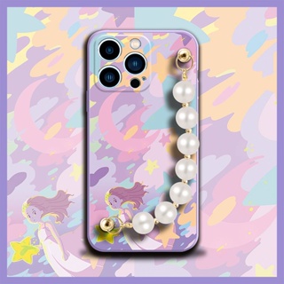 Solid color Simplicity Phone Case For iphone14 Pro Lens package Anti-fall Pearl bracelet cute Lens bump protection Cartoon