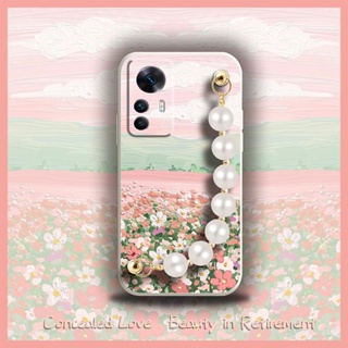 Anti-fall Solid color Phone Case For Redmi K50 Ultra/Xiaomi 12T soft shell Bear bracelet protective case Pearl bracelet