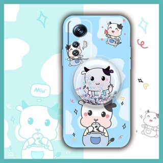 Skin feel silicone Rotatable stand Phone Case For Redmi Note12S Liquid silicone shell Cartoon protective case quicksand