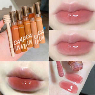 Hot Sale# Little Red Riding book recommended high-value lip glaze lipstick water folding syrup lip honey water light mirror glass lip water feeling 8cc