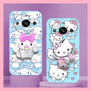 The New Cartoon Phone Case For OPPO Realme11 Pro/11 Pro+ ins Liquid silicone shell phone case Glitter Rotatable stand