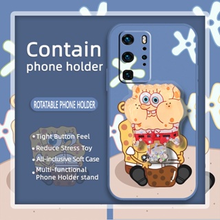 The New Rotatable stand Phone Case For Huawei P40 Pro Cartoon Simplicity Glitter Skin-friendly feel Anti-fall ins cute