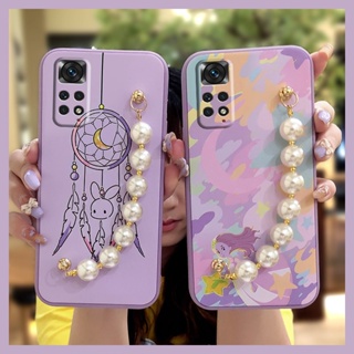 Back Cover Solid color Phone Case For Redmi Note11 4G Global/Note11S 4G cute Bear bracelet Pearl bracelet Simplicity