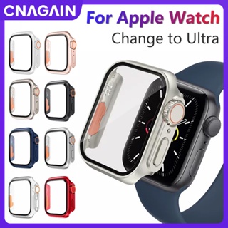 Cnagain เคส PC และกระจก ป้องกันหน้าจอ สําหรับ Apple Watch series 8 7 6 5 SE 3 2 1 Ultra 49 มม. iWatch 45 มม. 41 มม. 40 มม. 42 มม. 38 มม.