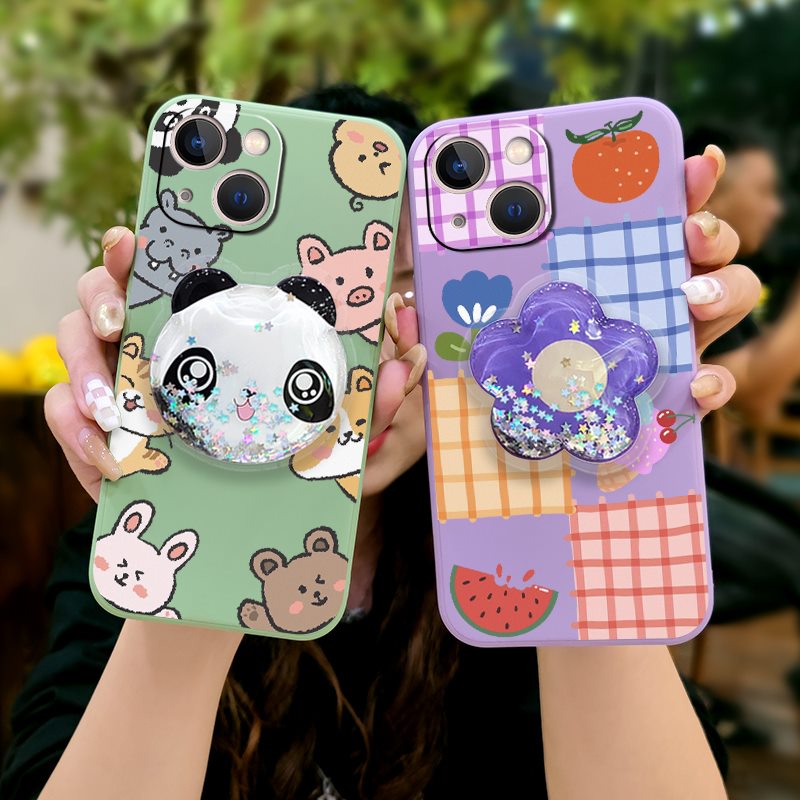 cute-skin-friendly-feel-phone-case-for-iphone-13-mini-anti-fall-rotatable-stand-simplicity-protective-case-glitter-quicksand