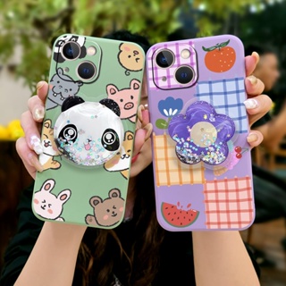 cute Skin-friendly feel Phone Case For iphone 13 Mini Anti-fall Rotatable stand Simplicity protective case Glitter quicksand