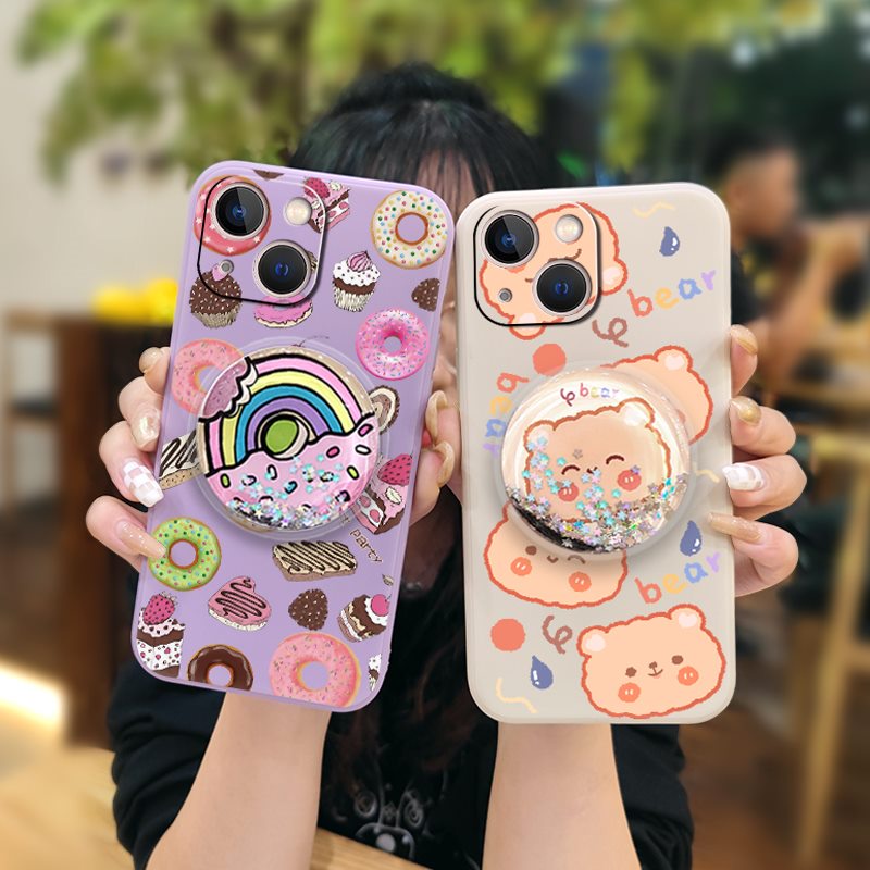 cute-skin-friendly-feel-phone-case-for-iphone-13-mini-anti-fall-rotatable-stand-simplicity-protective-case-glitter-quicksand
