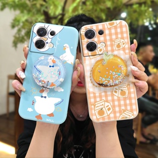 Liquid silicone shell cute Phone Case For OPPO Reno8 5G Rotatable stand ins protective case Anti-fall Skin-friendly feel