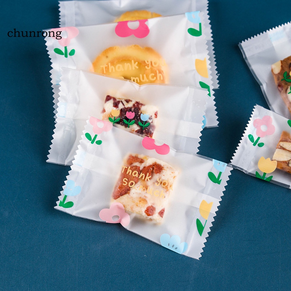 chunrong-ถุงบรรจุภัณฑ์-พิมพ์ลายดอกไม้-สําหรับใส่คุ้กกี้-เบเกอรี่-100-200-ชิ้น