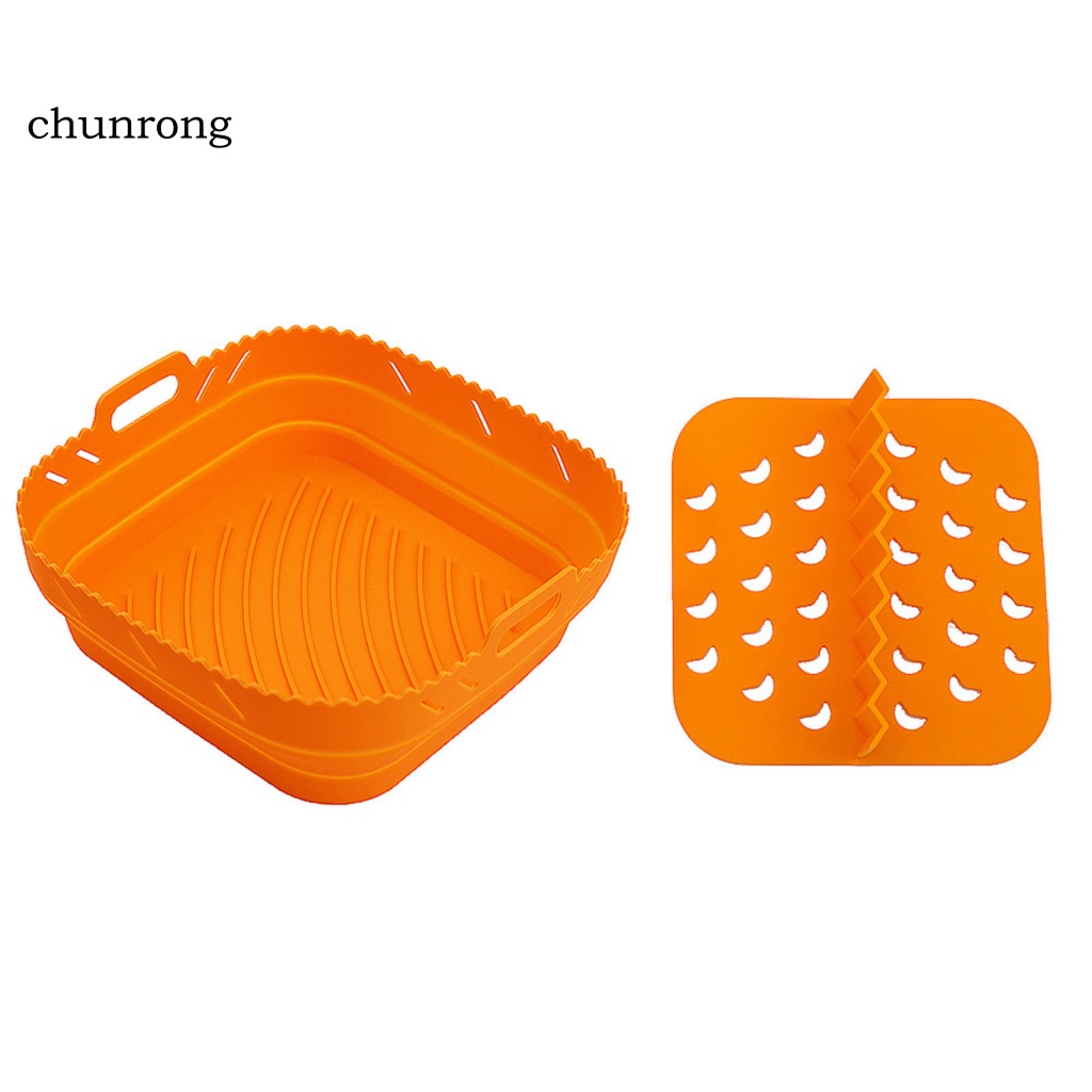 chunrong-ตะกร้าทอดซิลิโคน-เกรดอาหาร-ทรงสี่เหลี่ยม-พร้อมที่จับ-และแผ่นแบ่งความร้อน-ใช้ซ้ําได้-สําหรับทอดอาหาร