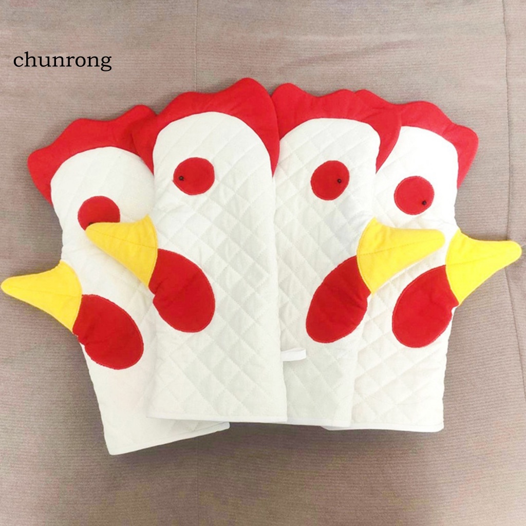 chunrong-ถุงมือฉนวนกันความร้อน-ป้องกันน้ําร้อนลวก-ลายการ์ตูนไก่-สําหรับเตาอบ