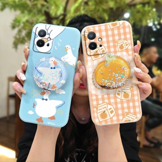 Skin feel silicone ins Phone Case For IQOO Z6 quicksand cute Simplicity Cartoon The New Skin-friendly feel Glitter
