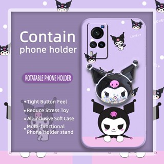 The New quicksand Phone Case For VIVO X60 Cartoon cute Skin-friendly feel phone case Anti-fall Simplicity Rotatable stand