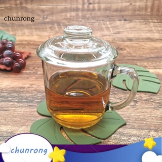 Chunrong ที่รองแก้วซิลิโคน รูปใบไม้ ยืดหยุ่น ทําความสะอาดง่าย ใช้ซ้ําได้ สําหรับตกแต่งโต๊ะอาหาร