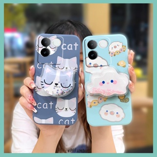 Rotatable stand protective case Phone Case For VIVO S17E cute ins Cartoon Anti-fall Simplicity quicksand Liquid silicone shell