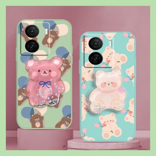 phone case Skin feel silicone Phone Case For VIVO IQOO Z7X Anti-fall cute Rotatable stand The New ins Glitter protective case