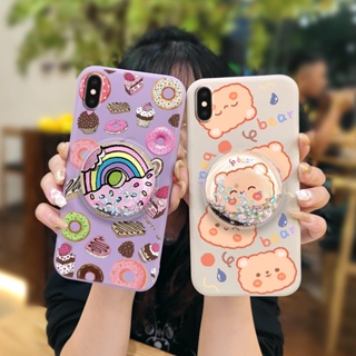 ins The New Phone Case For iphone XS max Cartoon Simplicity quicksand cute Rotatable stand Liquid silicone shell