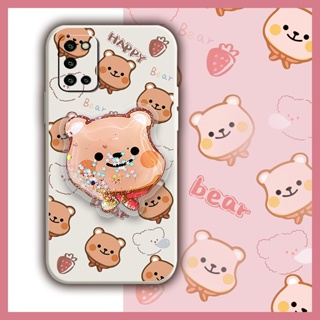 cute Cartoon Phone Case For Samsung Galaxy A03S/SM-A037G Liquid silicone shell Rotatable stand Simplicity protective case