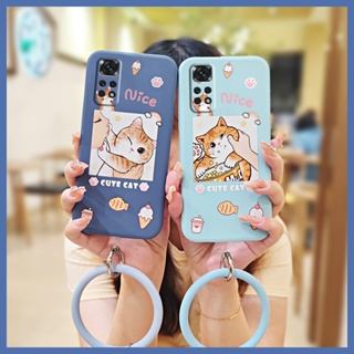 ring Liquid silicone shell Phone Case For Redmi Note11 4G Global/Note11S 4G Cartoon wristband Back Cover soft shell