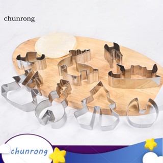 Chunrong ชุดแม่พิมพ์ตัดคุกกี้ บิสกิต สเตนเลส ลายคริสต์มาส กวางเรนเดียร์ สโนว์แมน 3d Diy สําหรับเทศกาลคริสต์มาส 8 ชิ้น