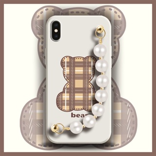 Pearl bracelet Lens bump protection Phone Case For iphone XS max cute Solid color Cartoon Skin-friendly feel
