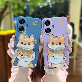 Anti-fall Cartoon Phone Case For OPPO Realme C55/Narzo N55 protective case Liquid silicone shell Glitter Simplicity