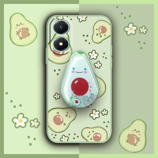 Simplicity cute Phone Case For VIVO Y02S ins phone case Rotatable stand Cartoon Glitter quicksand The New Liquid silicone shell