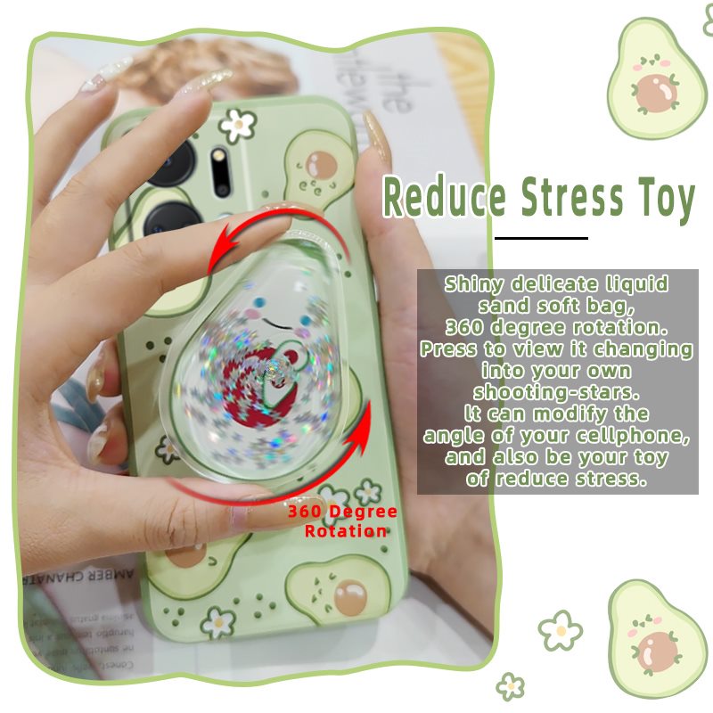 liquid-silicone-shell-simplicity-phone-case-for-honor-x7a-anti-fall-skin-friendly-feel-glitter-cute-rotatable-stand-ins