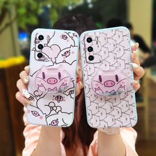 cute Liquid silicone shell Phone Case For Huawei P40 protective case phone case Rotatable stand quicksand Simplicity ins