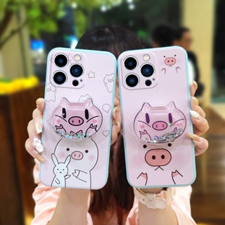 Skin feel silicone Liquid silicone shell Phone Case For iphone14 Pro Skin-friendly feel Cartoon Rotatable stand